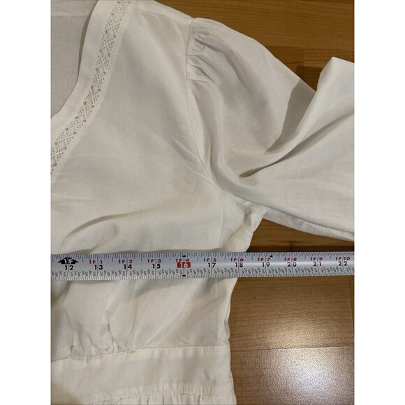 J Crew White Crochet V-Neck Pleated Cottage‎ Core Lined Dress - Size S - Picture 14 of 16